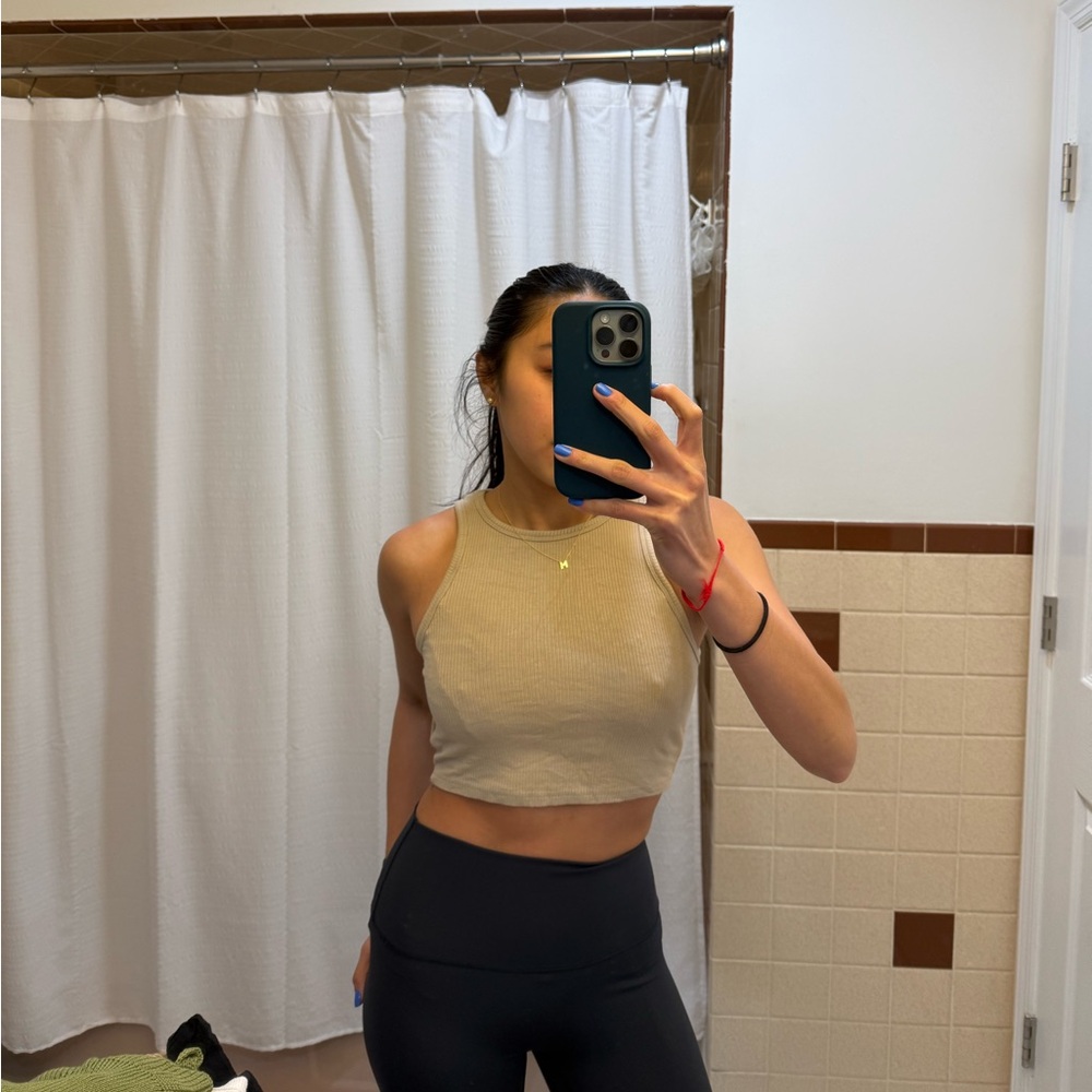 Beige racer back crop top